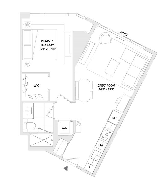 1 BED A6 1109 1109 floor plan